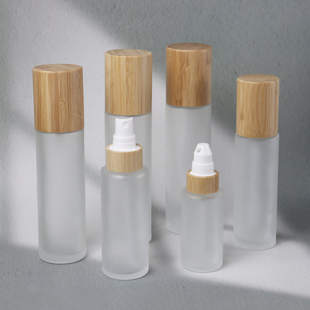 Real Bamboo Mist Sprayer Cosmetic 30ml 50ml 60ml 100ml 120ml 150ml 200ml Frosted Clear Glass Toner Lotion Pump Bottles With Box