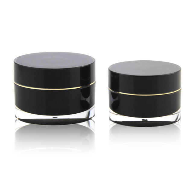 Best Selling Black Plastic Acrylic Straight Round Empty 30g 50g 200g Skincare Cream Jar Cosmetic Packaging Container