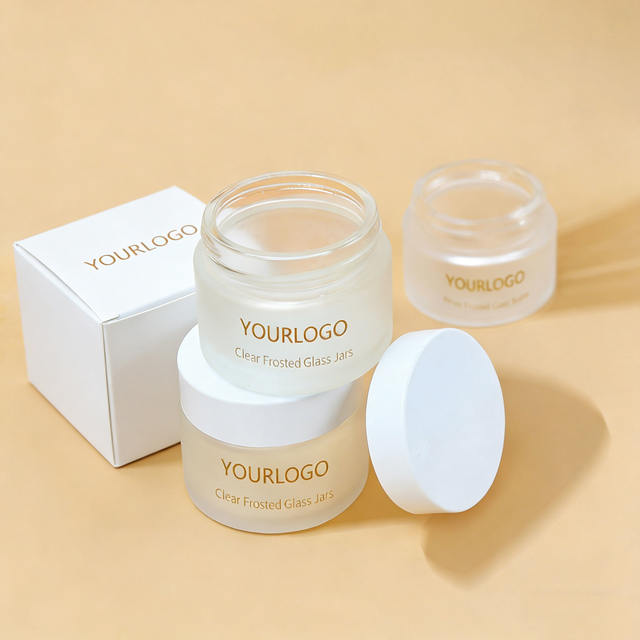 Cosmetic Cream Jars Empty 50g 30g 60g 100g Body Scrub Packaging 5g 10g 15g 20g Frosted Glass Jars With White Lids