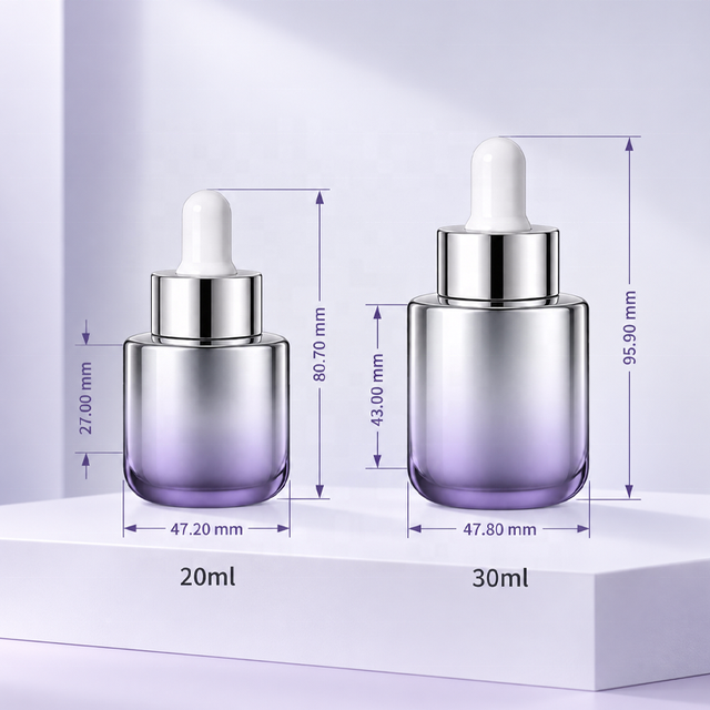 20ml 30ml 1oz Heavy Bottom Glass Dropper Vial Semi Transparent Skincare Serum Packaging Bottle Custom Color Logo Wholesale