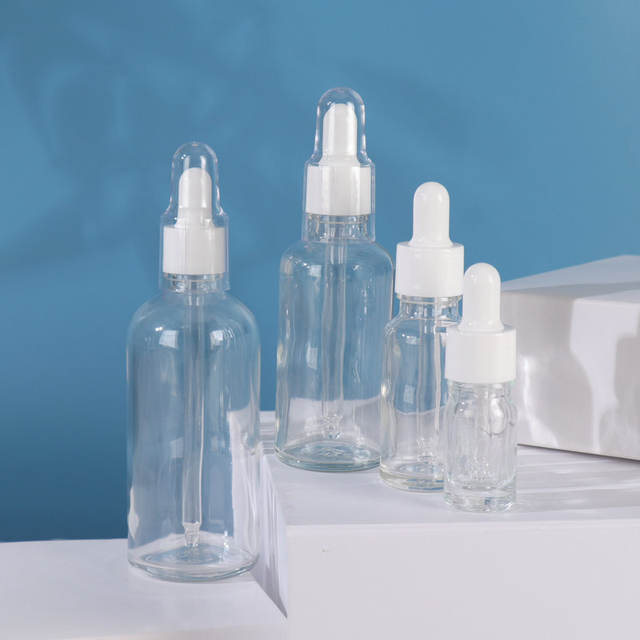50ml Brown Transparent Square Glass Bottle with Dropper for Face Cream Mascara & Wigs Rubber Stopper Screen Printed in Stock
