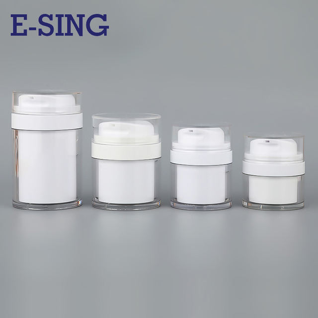 Luxury Anti-Aging Skincare & Lotion Serum Bottle Dropper with Airless Pump Premium Round Plastic Cosmetic Packaging
