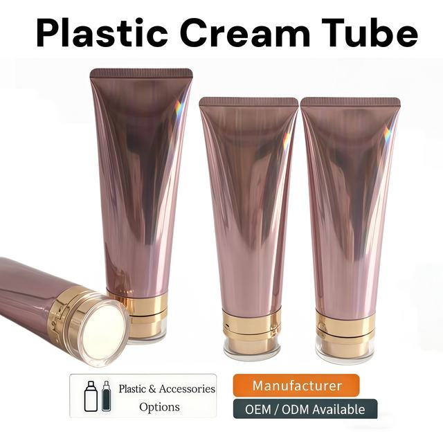 Luxury High-End 100ml pink Black Empty Plastic Cosmetic Shampoo Facial Cleaning Lotion Tube Packaging with Gold Silver Flip Lid