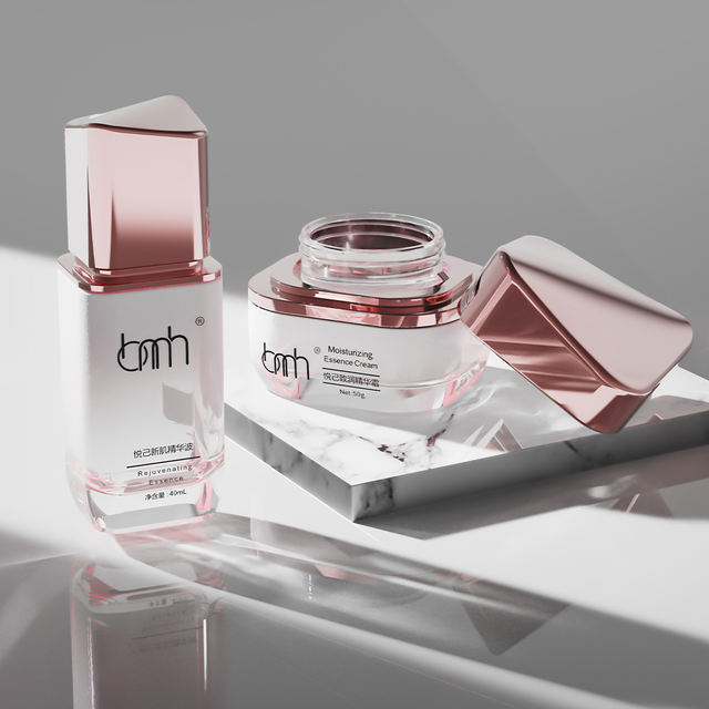 Luxury 50g 40ml 100ml 120ml Pink White Glass Bottles Empty Cosmetics Packaging for Face Cream Serum with Pump Cosmetic Dropper