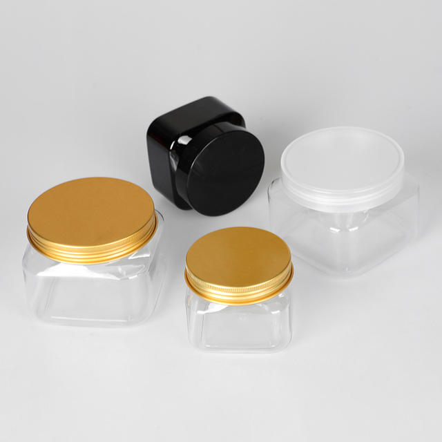 150ml300ml square Wide-mouth Transparent PET Cosmetic Bottle Cream Jar Mask Container Skincare Packaging Material