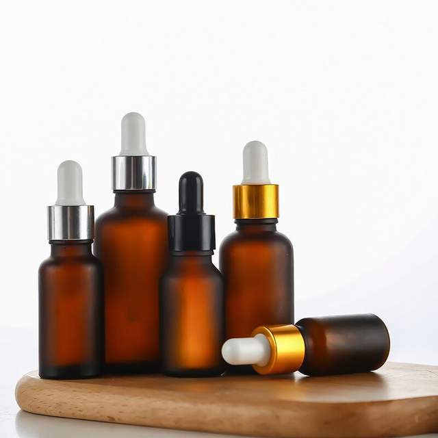 Amber Dropper Bottle Essential Oil case Luxury Frosted Glass Vial Tincture Container Custom Packaging for Cosmetic Products