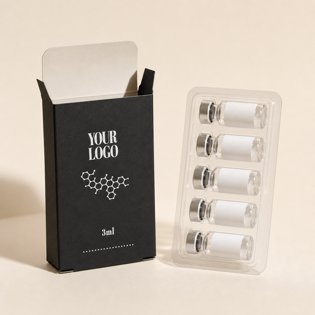 Wholesale Custom Paperboard 3ml Serum Vial Packaging Box for 5 Vials Cosmetic Skin Care Small Bottles with Fitted Insert OEM ODM