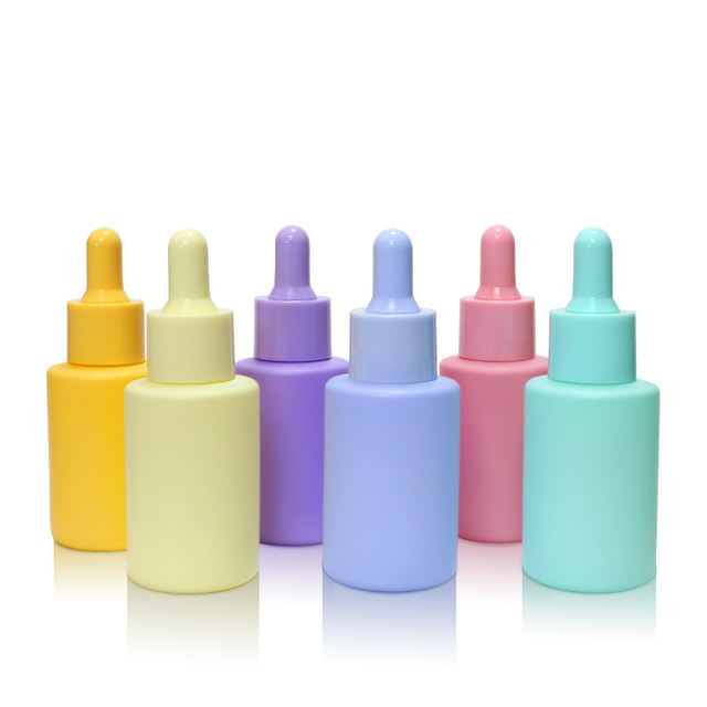 Custom Colored 15ml 20ml 30ml 40ml 50ml Flat Shoulder Essential Oil Glass Dropper Serum Bottle 30ml Hair Oil Bottles with Box