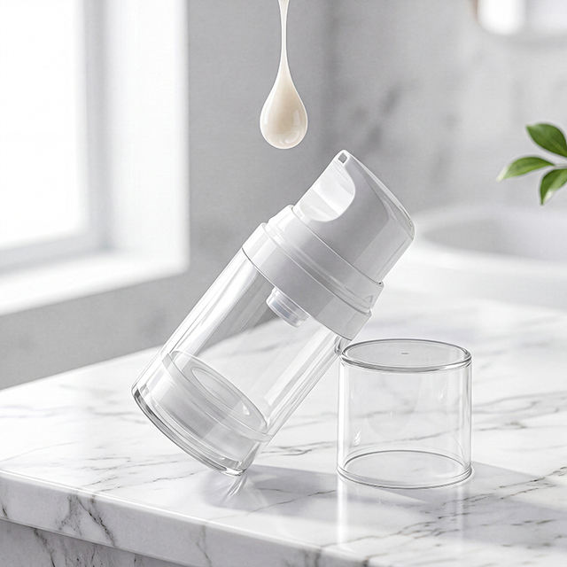 Custom Logo 50ml 100ml 150ml Transparent Acrylic Airless Pump Bottle Clear Round Vacuum Lotion Cream Cosmetic Packaging
