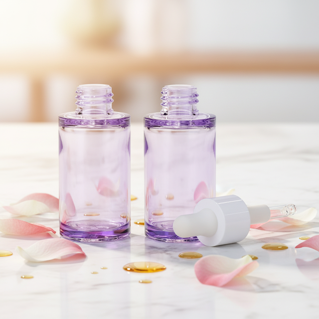 30ml Empty Purple PET Dropper Bottles Refillable Cosmetic Serum Bottles for Skincare Packaging