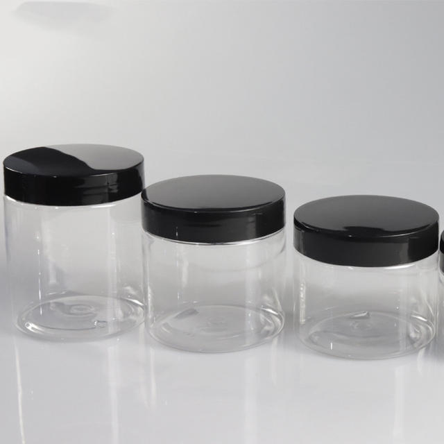 Custom Logo Printed Clear Plastic Jars With Lids 4oz Black Transparent 50g 100g 150g 200g PET 8oz Cosmetic Cream Container Jars