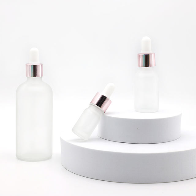 5ml 15ml 20ml 30ml 50ml 100ml Glass Skin Care Packaging Frosted Essential Oil Dropper Bottle Serum Bottle with Rose Gold Dropper