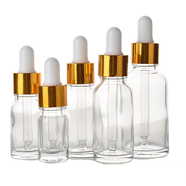 Luxury 5/10/15/20/30/50/100ml Empty Glass Serum Dropper Bottles with Glass Pipette for Essential Oil Skincare Essence Packaging