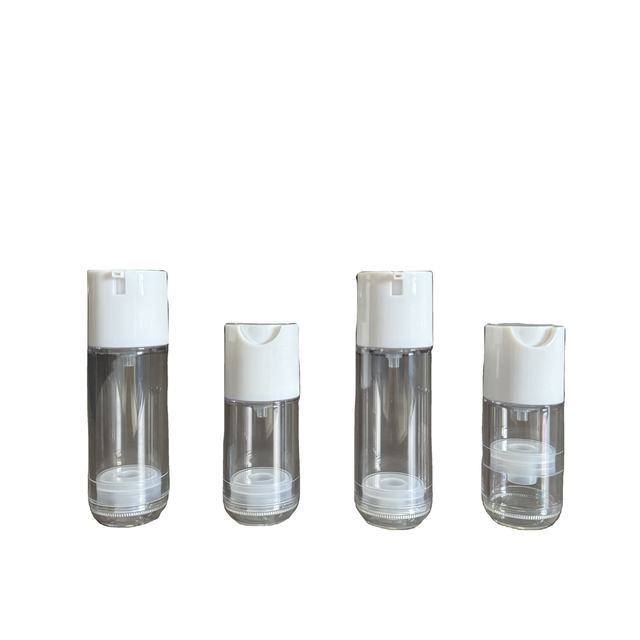 30ml 50ml PETG Plastic Airless Lotion Pump Bottle Square Shape Screen Printed Skin Care Serum & Face Cream Crown Cap