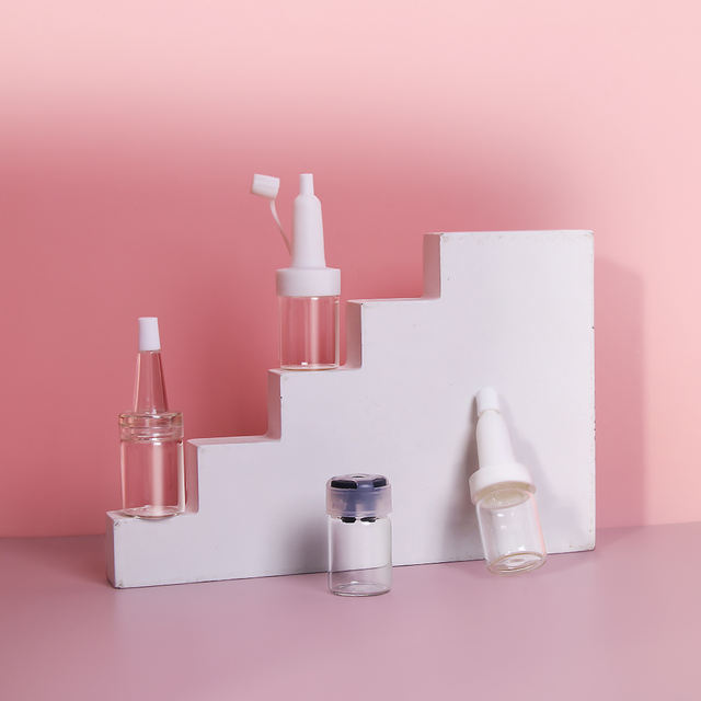 Custom 5ml Transparent Glass Ampoule Bottles Empty Cosmetic Packaging Serum Glass Vials with Dispenser Tip