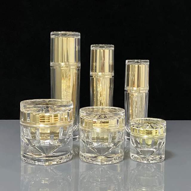 Luxury Gold Acrylic Serum Bottles Cream Jars 30ml/50ml/100ml Cosmetic Packaging for Facial Toner Skin Care Wigs False Eyelashes