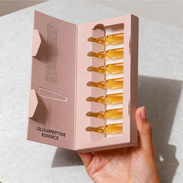 Customized Hot Stamping Logo Single-Use Serum Packaging Box | Single-Use Essence Packaging Box for Vitamin C Face Serum Bottles