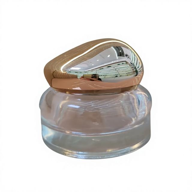 Custom Logo 50g Glass Face Cream Jar Asymmetric Stone Cap 20g Inner Liner Private Label Luxury Skincare Packaging