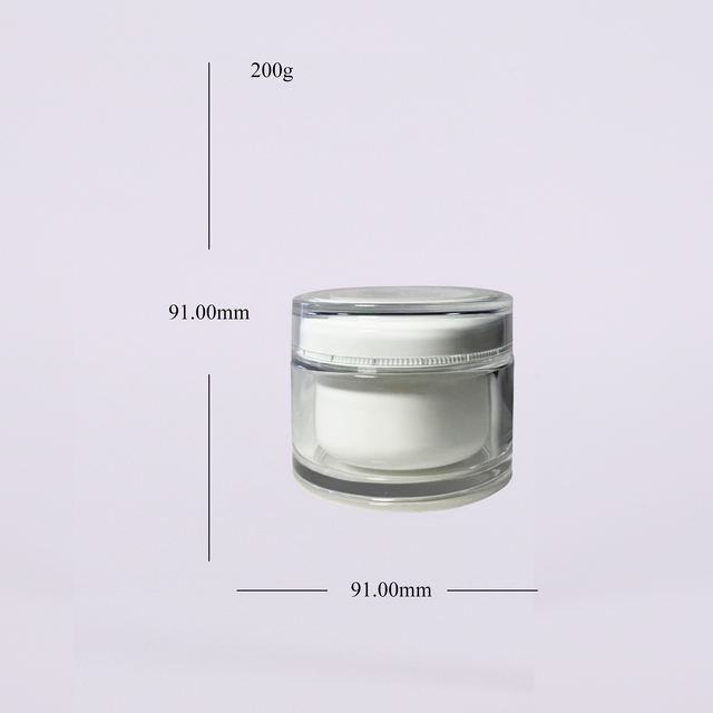 200g Customizable Empty Acrylic PMMA Plastic Jar with Acrylic Plastic Cap for Cream Gel Cosmetics