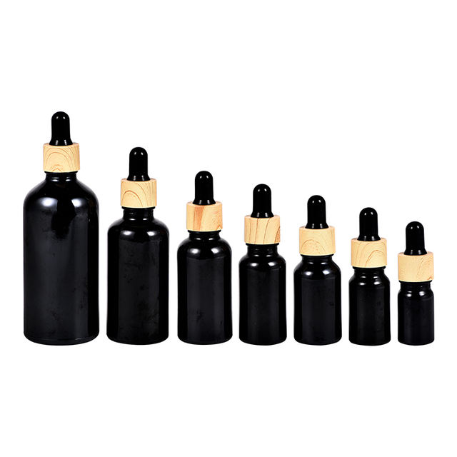 Luxury Boston Round Dropper Essential Oil Eye Glass Bottle 20 ml 100 ml Black Glass Hair Oil Empty Bottle