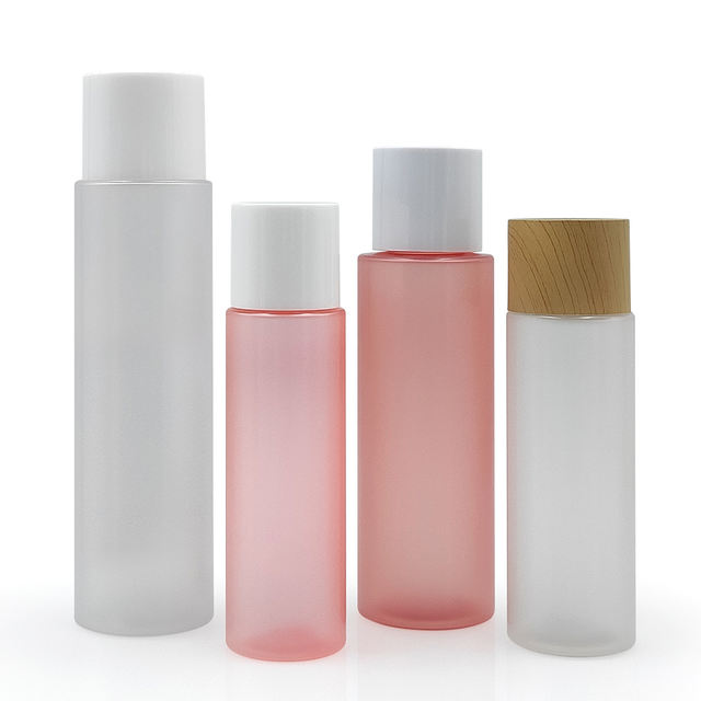 Cosmetic Packaging Container 100ml 200ml pink clear Frosted Plastic Toner Water Bottle with Screw Cap