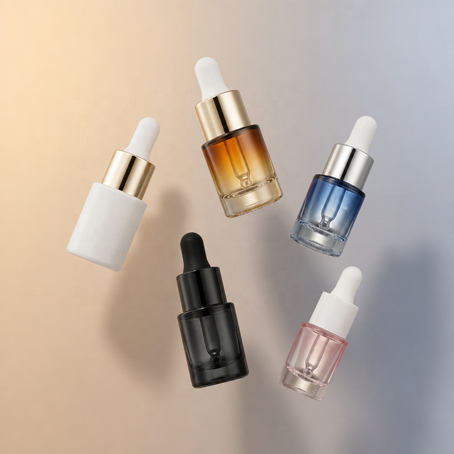 Cylinder Custom Amber Glass Dropper Bottle 1oz 5ml 10ml 15ml 30ml in Stock Wholesale for Body Oil Serum Cosmetic