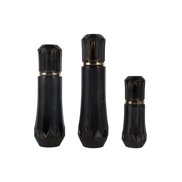 Luxury Black Acrylic Eco-friendly Empty Skincare Bottles for Serum Cream Lotion Toner