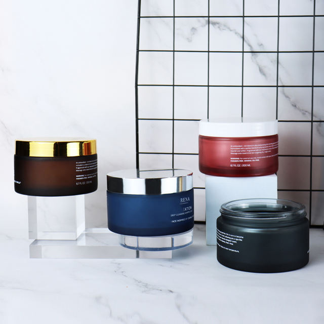 200g Custom Colored Empty Frosted Matte Cosmetic Body Butter Face Cream Packaging Glass Jar