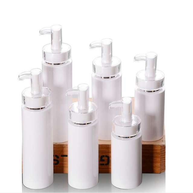 10%-100% PCR Luxury White PET Plastic 120ml 160ml 200ml Bottle with Lotion Mist Sprayer Acrylic Pumps for Shampoo Lotion Toner