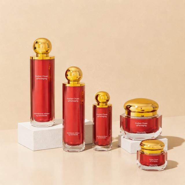 30g 50g 30ml 100ml Gold Lid Cosmetic Jar Acrylic Essence Lotion Essential Oil Pump Bottle with Lid