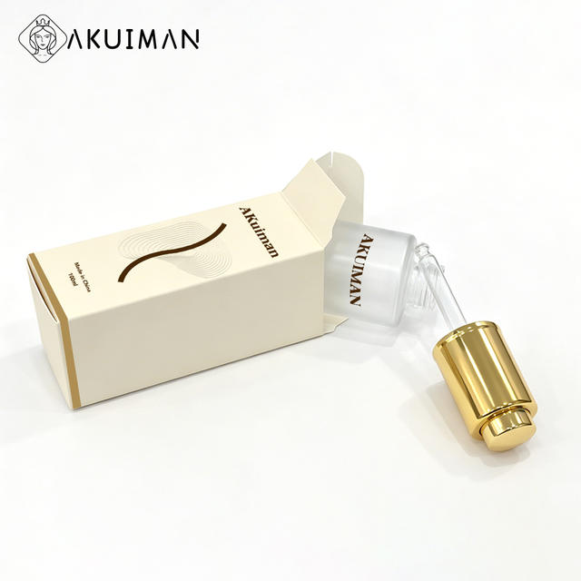 High Quality Transparent frosted Glass Bottle CE Certified 30ml Press the Cap Custom Label Bulk Order Essential Oil Bottle