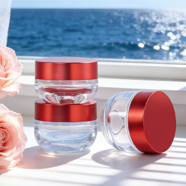 30G 50G 100G Custom Support Empty Round Shape Frost Pink Brown Glass Jar with White Thick Lid for Facial Cream Body CREAM