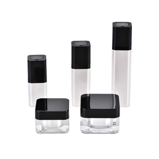 BPA Free Double Wall PMMA 15 30 100ml air Less Lotion Bottle with Nozzle Lotion Pump 30 50g clear Cream Jar for Cosmetic Package
