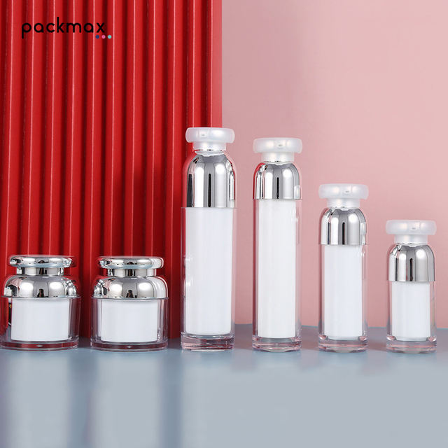 Mirror Plated Acrylic Cylinder Shape Airless Bottle 15-100g Mushroom Pump Cap with PMMA+PP Base for Toner Lotion & Cream
