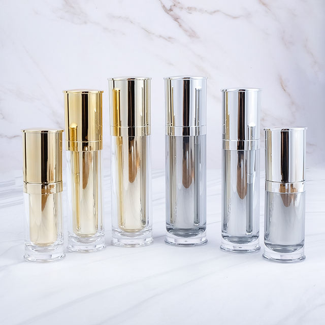 Stock Gold Silver 30ml 50ml 80ml Korean Style Luxury Cosmetic Packaging Empty Toner/Lotion Bottle Acrylic Plastic Screen 100pcs