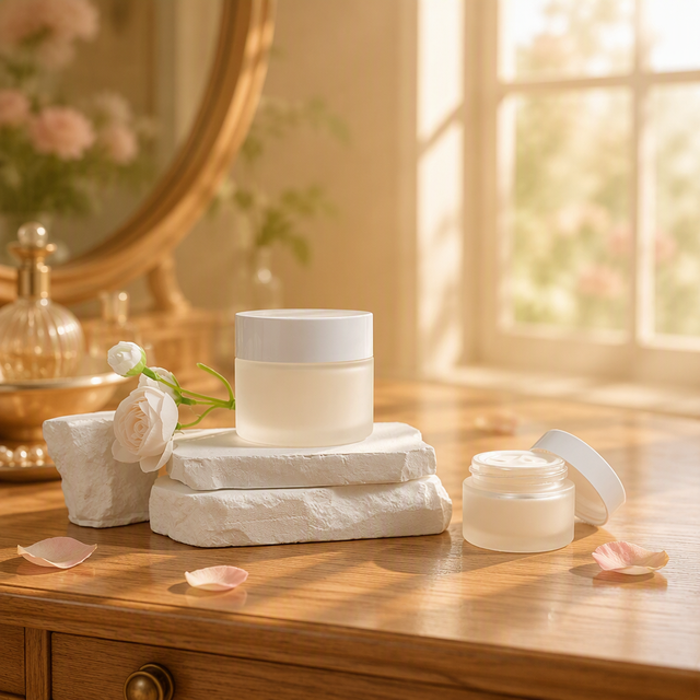 Luxury Skincare Glass Cosmetic Cream Jar 5g 10g 15g 20g 30g 50g 100g Empty Frosted Face Cream Glass Jar With Plastic Lid