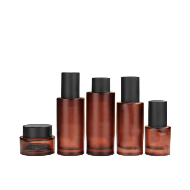 20ml to 100ml Frosted Amber Glass Dropper Bottle with Press Pump Button Empty Cosmetic Pipette Packaging Box for Skin Care Serum