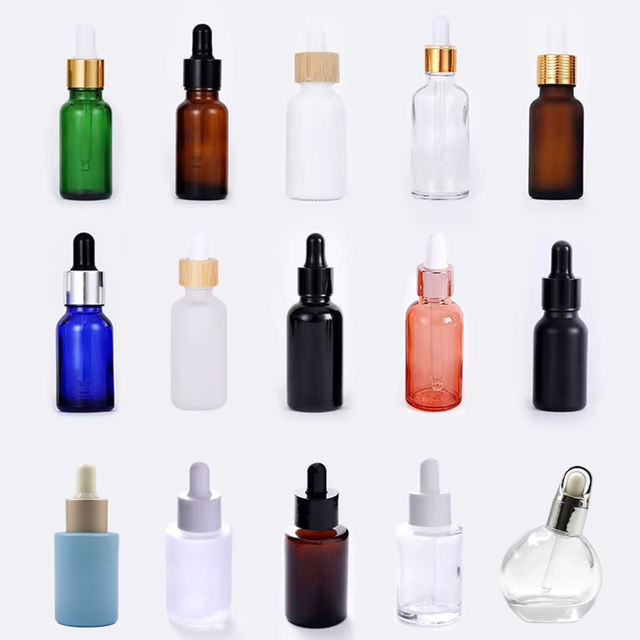 1oz 2oz 4oz 8oz 16oz 32oz Essential Oil Bottles Empty Transparent Clear Amber Glass Round Boston Dropper Bottle With Dropper