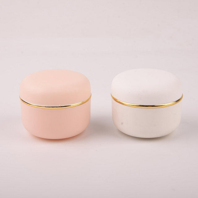 White Pink PP 20g Cream Container Plastic Cosmetic Empty PP Jars with Sliver Gold Edge