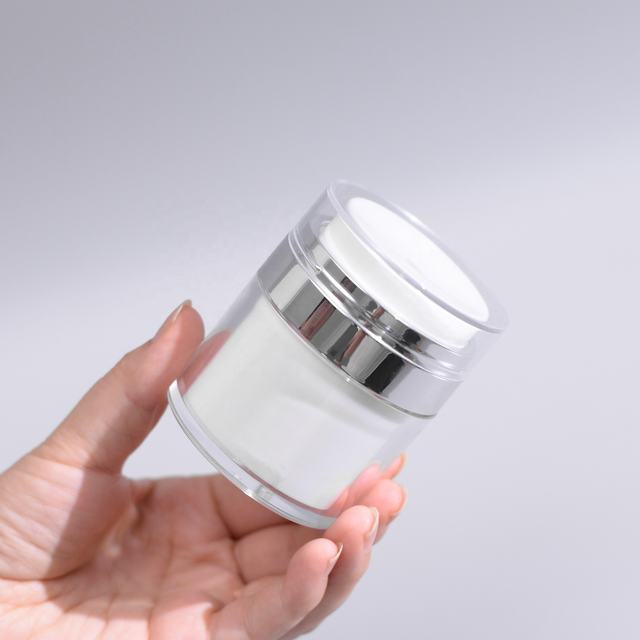 Gold Silver Face Cream White Round Shape Double Wall Cosmetic Airless Cream Jar 100ml 50ml 30ml 15ml Airless Pump Jars