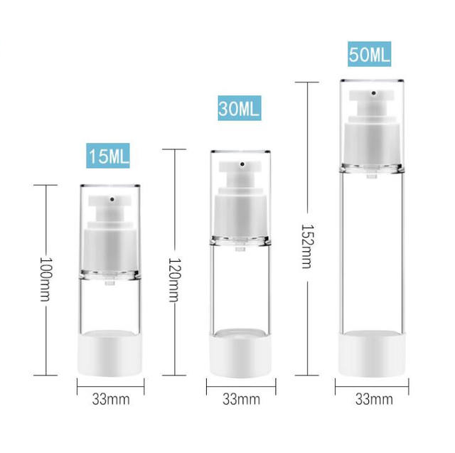 Factory Wholesale Empty 15/30/50/80/120ml AS/PP Airless Pump Bottles Customized Process Color Logo For Person Skincare Packaging