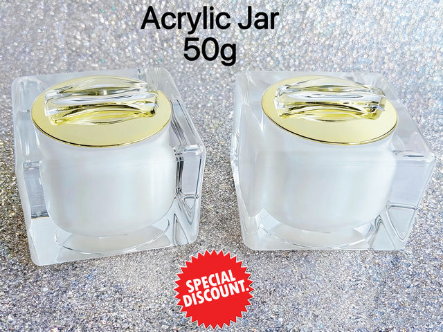 Promotion In-Stock Skincare Square Thick Wall Acrylic Cream Jar 50g Face Cream Empty Container Luxury PMMA Packaging