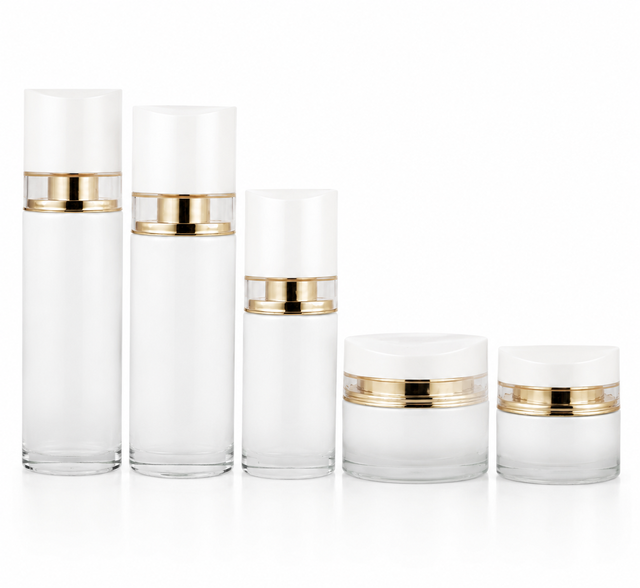 Luxury White Gold Skincare Packaging Set 40ml 100ml 120ml Lotion Bottles 30g 50g Cream Jars for Toners Serums Moisturizers