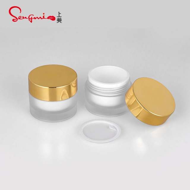 50g in Stock Gold Silver Cap Plastic Frosted Cosmetic Jar Container Skincare Jars with Gold Lids