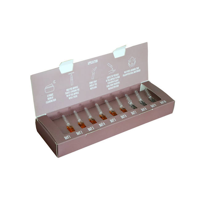 Custom logo Print Empty Paper Gift Skin Care Ampules Serum Packaging Ampoule Box Package for Ampoules
