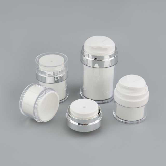 Custom Acrylic Facial Airless Essential Oil Bottle Jars 15g 30g 50g 100g Screen Printing Surface Packaging for Creams Lotions