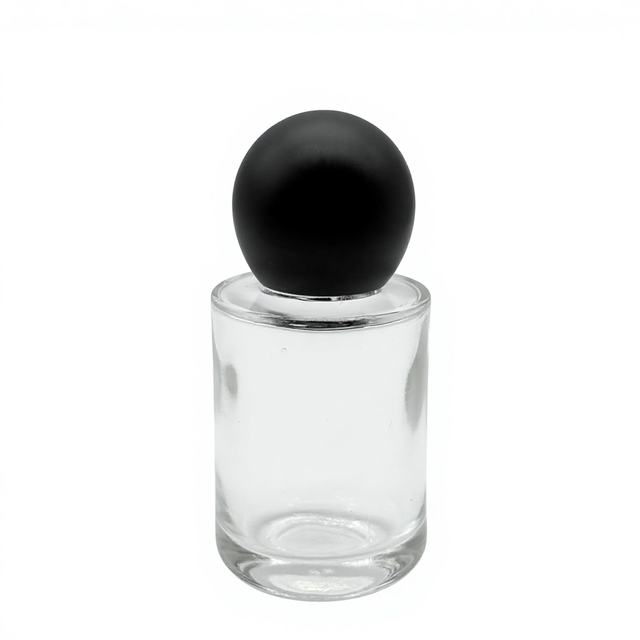 New Arrive 30ml Mini Round Transparent Empty Glass Perfume Bottle Cosmetic with Colorful Ball Cap