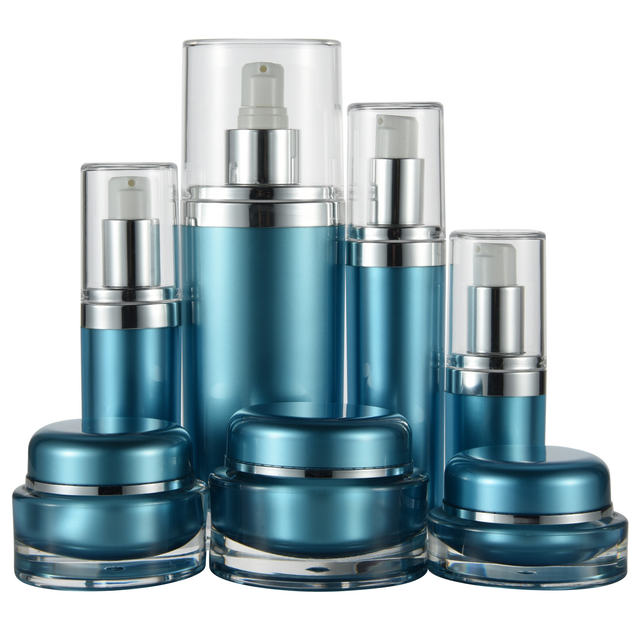 Wholesale Factory PMMA Luxury Cosmetic Packaging Skincare Plastic Lotion Spray Pump Containers Empty Serum Acrylic Bottles Set