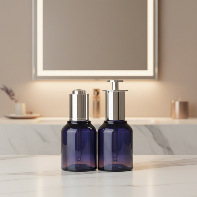 Silver Pump 50ml PET Dropper Bottle for Skin Care Serum Essential Oil Recyclable Cosmetic Packaging AINA Brand