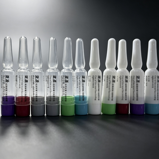 Custom Plastic Ampoule Bottle Beauty Skincare Essence Container Single Dose Serum Ampoule Vial with Colorful Cap